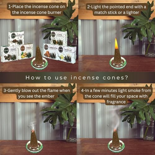 TRUMIRI Gourmet Incense Cones - Variety Pack - Total 60 Cone Incense (6 Scents x 10 Conos) - Vanilla, Cinnamon, Coffee, Chocolate, Clove, Ginger - Cone Incense Scents - Insense Cones - Incent Cone - color: Gourmet