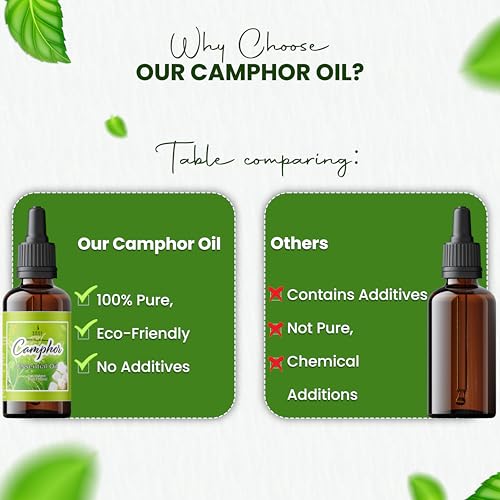 SOUL STICKS Natural Camphor Essential Oil 4 Fl Oz (120ml) 100% Natural Camphor Oil with Glass Dropper for Aromatherapy, Puja, Massage, Skin Care - size: 4 Fl Oz (Pack of 1)