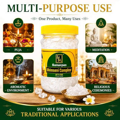 Bhimseni Camphor, Bulk Kapoor Crystals for Pooja, 250g Jar - size: 250GM