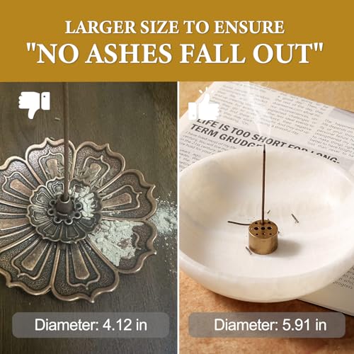 Koville Natural Marble Incense Holder, Incense Holder for Sticks with 9 Holes, Handmade Incense Burner Ash Catcher for Meditation Yoga SPA, Balsam Fir/Palo Santo/Sage/Cone (White) - color: D=150-white