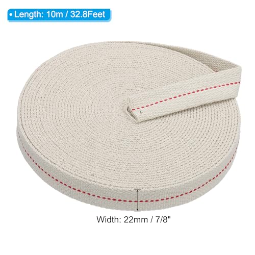 PATIKIL 7/8" Wide 33 Feet 100% Cotton Flat Wick, Oil Lamp Wicks with Red Stitch for Kerosene Lamp Lantern Oil Burner - color: Red, size: 7/8" x 33 Feet