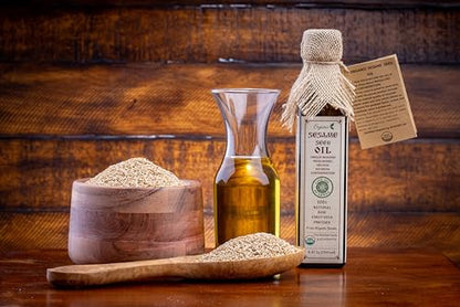 Organic Sesame Seed Oil, Cold-Pressed Raw Non-GMO – 8.45 fl oz (250 ml) | USDA Organic | Unrefined | No Preservatives | Vegan & Keto Friendly