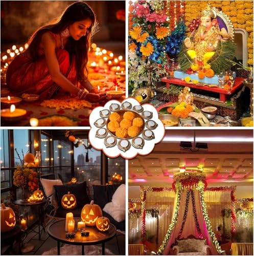 DIYANA IMPEX Urli Bowl for Diwali Decoration for Floating flowers and Perfect for Home Décor, Christmas, Pooja, Festive with Tea light Candles (Diya)