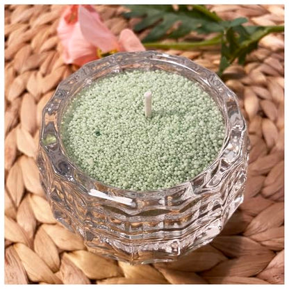 VITARIE Refillable Pearled Candle Sand 18oz, Unscented, 30 Cotton Wicks, 1.1lb Long Burning, Candle Making Kit, Green - color: Green