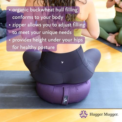 Hugger Mugger Zafu Meditation Cushion - Support in Cross-Legged Sitting, Buckwheat filled, Durable Fabric, Convenient Handle, Handmade in USA - color: Aqua