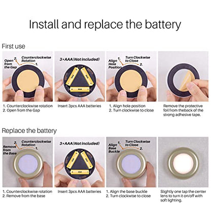 STAR-SPANGLED 2.8” LED Stick on Push Tap Light Battery, 5 Pack Golden Warm - color: Golden - Warm White