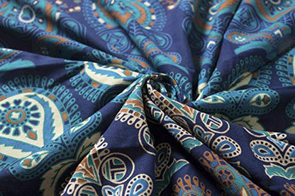 Popular Handicrafts Indian Hippie Bohemian Beautiful Elephant Mandala Curtain Panels Blue Tarquiose - color: Blue Tarquiose, size: 25"W x 74"L (Pack of 2)