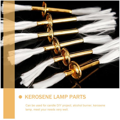 DECHOUS 2Pcs Fiberglass Wicks for Oil Lamps, Oil Lantern Wicks Oil Lamps Wicks with Metal Tube Holder, Kerosene Oil Lamp Wicks for Butter Lamps, Temple Lamps, Home Decor