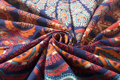 Popular Handicrafts Indian Hippie Bohemian Beautiful Peacock Mandala Curtain Panels Blue Multi - color: Blue Multicolor, size: 38"W x 83"L (Pack of 2)