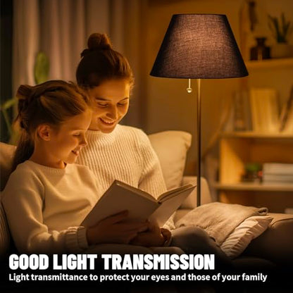 ALUCSET Lamp Shades, 7x13x7.8'' inch Replacement Lampshades for Table Lamps - color: Black Fabric