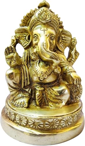 Brass Statue Ganesh Ji Ganpati Bappa Murti Gift Lord Ganesha Idols for Puja at Home Mandir Temple