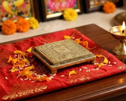 eSplanade Brass Pooja Mandir Chowki God's Stool - Puja Articles - 2.6" Inches (Very Small)