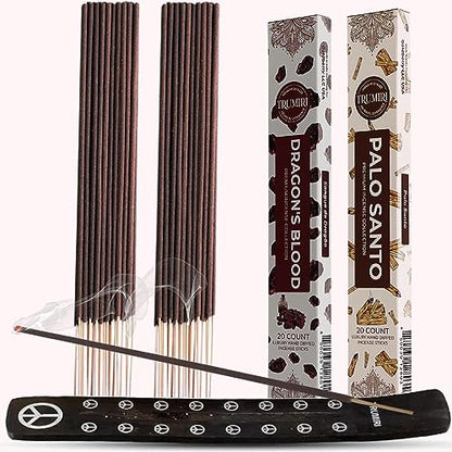 Trumiri Incense Sticks - Combo Pack of 40 Insence-Sticks - 20 Dragons Blood + 20 Palo Santo - Insenses - Insents - Incents - Inscense - Incence - Incienso - All Natural Incense Sticks - color: Dragons Blood Palo Santo