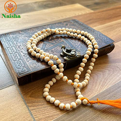 Naisha Tulsi Holy Basil Japa Mala 108+1 Beads & Tulsi Kanthi Mala Tulsi Ki Mala 2 Round Neck Mala Original for Daily Mantra Jaap, (Pack of 2)