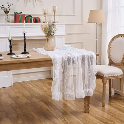White Lace Floral Embroidered Square Tablecloth 55”x55” Table Cloth - color: White, size: 55" x 55" (Square)