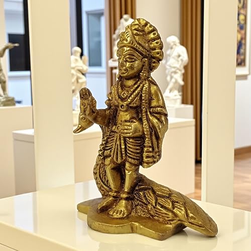 3.5 Inch Brass Lord Kartikeya Idol with Peacock – Standing Hindu God Statue for Home Temple, Pooja, Altar, Shelf, Decorative Figurine, Spiritual Gift for Devotees