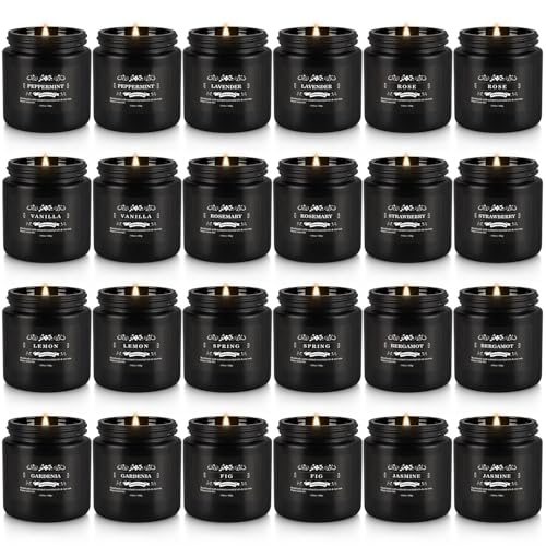 YOROXRG Scented Candles Gifts Set 24 Pack Soy Wax Travel Tin Jar Candles for Home 3.05 OZ for Mom for Christmas, Birthday, Thanksgiving, Mother's Day,Father'Day(Black) - color: 24 Black