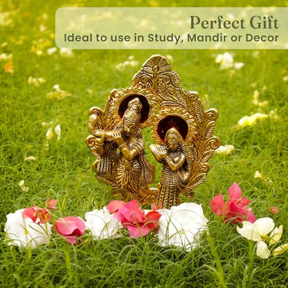 The Fine Living Co. Radha Krishna Idol Statue, Gold Polished Figurine - style: Radha Krishna Idol