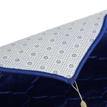 JE JOUE Prayer Rug Muslim Mat Islamic - Thickening Sponge Muslim Rug for Men Women Eid Travel Ramadan, Soft Luxury Great for Knees and Forehead （Blue） - color: Blue