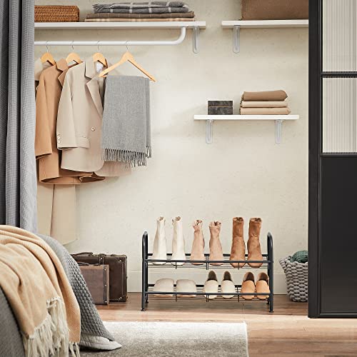 SONGMICS 2-Tier Stackable Metal Shoe Rack, Holds Up to 8 Pairs of Shoes - color: Black, size: 2 Tiers (27"W)