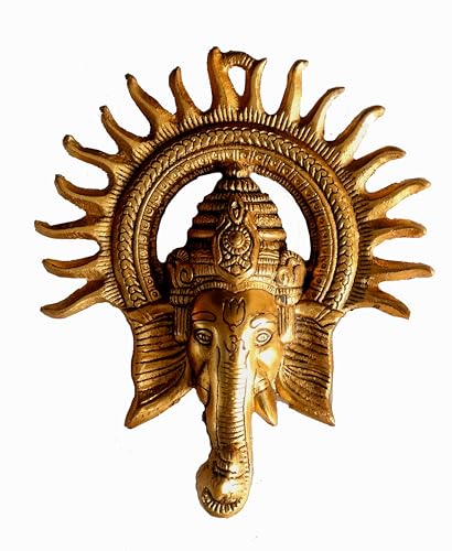 NANNUDECO Brass Wall Hanging Decorative Sculptures Home Accents Article Room decor Ganesha,OM Swastik 8 Inch size (1, Ganesha, 8 inch) - color: Ganesha