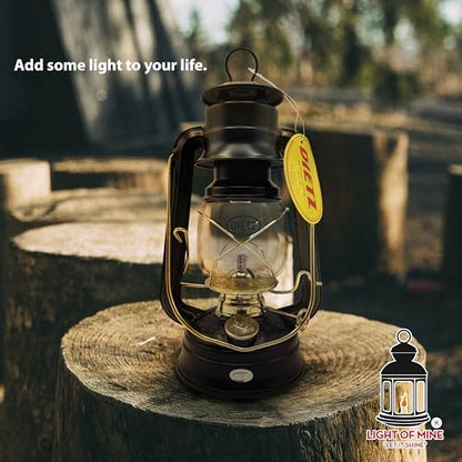 Light of Mine - Dietz #76 Original Black with Gold Trim Oil Lantern Bundle Including 6-Pack of 100% Cotton 1/2" Replacement Wick Strips (#76, BLK & G) - style: Black with Gold Trim