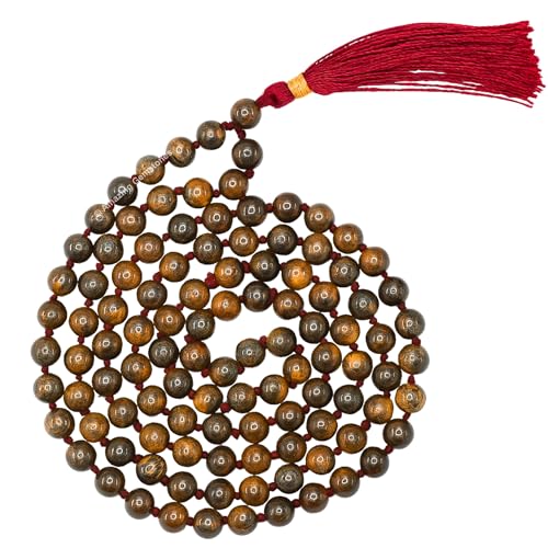 Amazing Gemstone Japa Mala 108 Prayer Beads Necklace and Wrist Mala Bracelet for Meditation - color: Bronzite, size: Hand Knotted