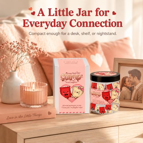 Gifts for Boyfriend, Love Notes Jar with 60 Prewritten Mini Messages - style: Love Notes Stamp