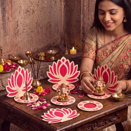 DoubleFill 6 Pack Indian Decorations for Pooja Candle Holder, Lotus - style: Lotus