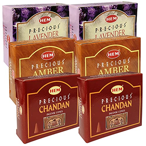 Lavender Amber Chandan Incense Cones & Holder Bundle Variety Pack from Hem Trumiri Insense Insence - color: Lavender & Amber & Chandan