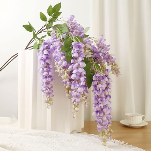 4pcs 47.2in Artificial Fake Wisteria Hanging Flower Garland Silk(purple) - color: Purple