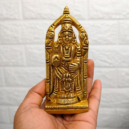 Brass Lord Venkateswara Statue 3" inch | Handcrafted Tirupati Balaji Idol | Hindu God Vishnu Murti for Home Temple, Puja Room & Spiritual Decor | South Indian Religious Gift for Devotees