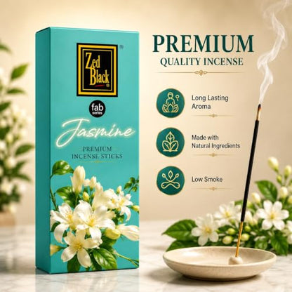 Zed Black Jasmine Incense Sticks, Sweet Blooming Floral Scent, 120 Sticks - color: Jasmine