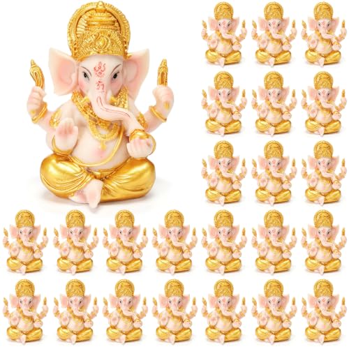 Soulchen 24 Pcs Indian Return Gifts for Pooja Ganesh Statue Small Elephants Statues Bulk Ganesha Diwali Decor Symbol of Lucky Wealth Prosperity for Diwali Pooja Wedding Favor (Classic Style) - style: Classic