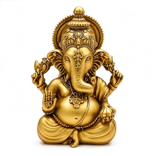 TIED RIBBONS Golden Ganesh Statue for Car Dashboard, Resin 3.5 Inch | Ganesha Idol for Home, Office, Desk Pooja, Ganesh Chaturthi Decor | Baby Ganpati Murti, Diwali Gift, Indian Return Gifts