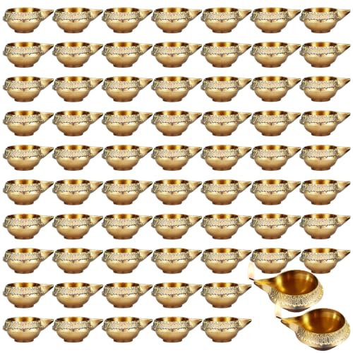 Retisee 70 Pcs Brass Diyas for Diwali, Diya Lamps for Pooja & Return Gifts