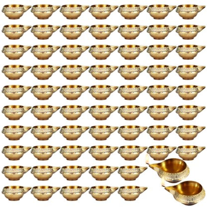 Retisee 70 Pcs Brass Diyas for Diwali, Diya Lamps for Pooja & Return Gifts