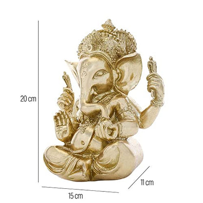 GLOOKS Brass Ganesha Statue/Ganesha Idol 8 Inch for Home Temple