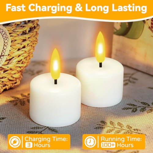 Rechargeable Real Wax Tea Lights Flameless Candles with Remote Timer, LED Tea Lights Candles Battery Operated Tealights for Centerpiece Table Decorations, Anniversary, Halloween, Christmas (12 Pack)