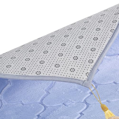 JE JOUE Prayer Rug Muslim Mat Islamic - Thickening Sponge Muslim Rug for Men Women Eid Travel Ramadan, Soft Luxury Great for Knees and Forehead （Gray） - color: Grey