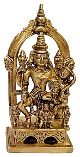 Purpledip Brass Idol Vishnu-Lakshmi (Laxminarayana) Garuda: Rare Collectible Statue for Home Temple (12502)