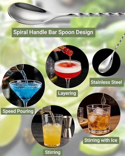 Bar Spoon Set 10 Inch Stainless Steel Cocktail Mixing Spoon 2Pack