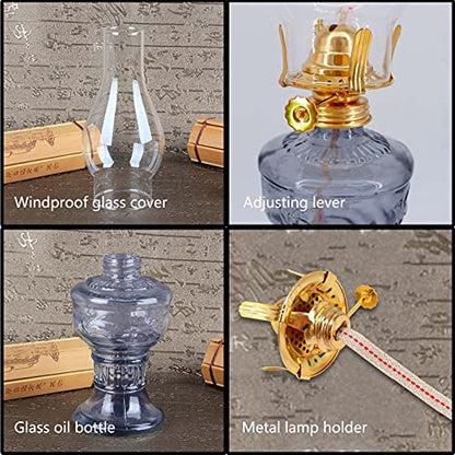 Kerosene Oil Lamp for Indoor Use,1 Kerosene Lamp,1 Tweezers and 2 Wicks - color: Blue