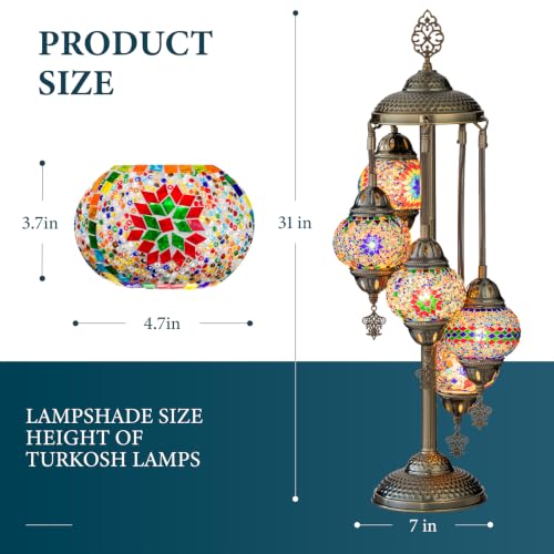 Marrakech 31" Turkish Mosaic Lamp Handmade 5 Globes Moroccan Table Lamp - color: 5 Globes - Mixed Color