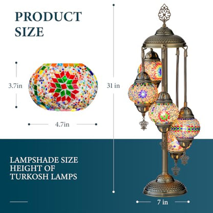 Marrakech 31" Turkish Mosaic Lamp Handmade 5 Globes Moroccan Table Lamp - color: 5 Globes - Mixed Color