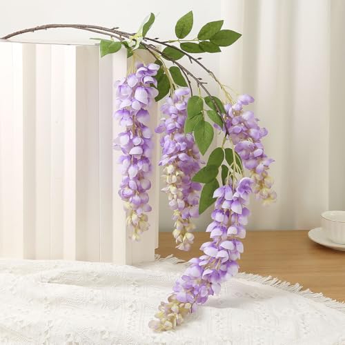 4pcs 47.2in Artificial Fake Wisteria Hanging Flower Garland Silk(purple) - color: Purple