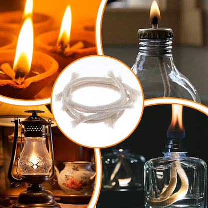 20PCS 1/4" Round Cotton Oil Lamp Wicks, Braided Replacement Wick