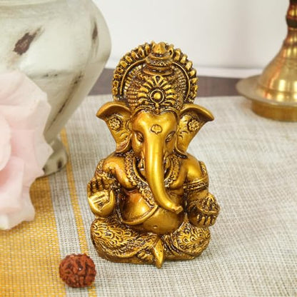TIED RIBBONS Ganesh Idol for Car Dashboard Resin 3.7 Inch | Ganpati Idol for Car Dashboard, | Ganesha Murti for Home, Office Desk, Mandir Decor, Pooja Decor, Spiritual Gift, Diwali Gift Indian