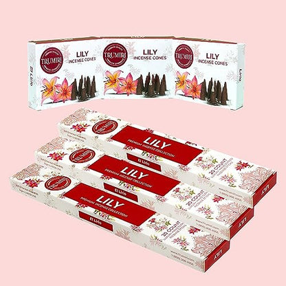 Lily Incense Sticks & Incense Cones Combo Pack - 60 Insence-Sticks + 30 Insence Cones - Inscense - Incense Cones Scented - Insents - color: Lily