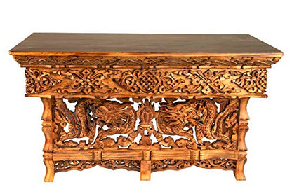 Tribe Azure Fair Trade Small Altar Table, Meditation Table Altar, Small Puja Table, Meditation Altar Wood Wiccan Buddhist, Tea Japanese, Low Side Dragon (Large) - size: Large Dragon